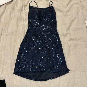 Women’s short coctail dress navy with sequins size small
